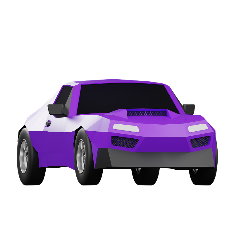 Purple sports car representing the strong scenario
